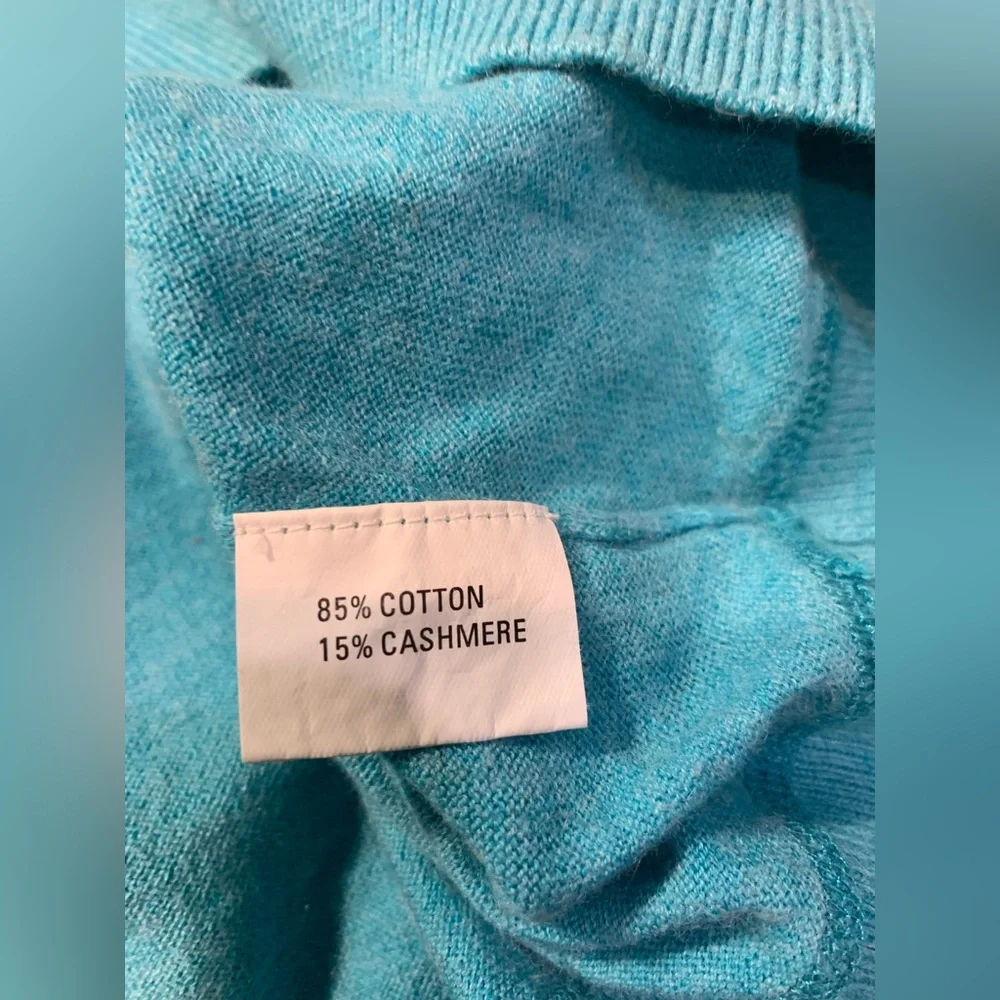 Robert Talbott Sweater Size‎ Large L Men Blue Cotton Cashmere Crew Hong Kong